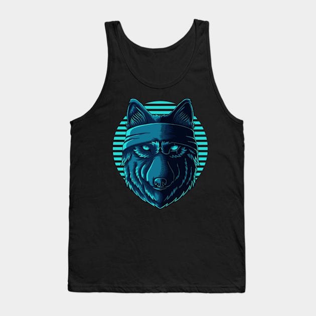 Blue Wild Wolf Tank Top by puffstuff